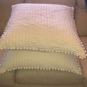 Ballard Designs Audree Pom Pom Euro Shams 2, Ivory